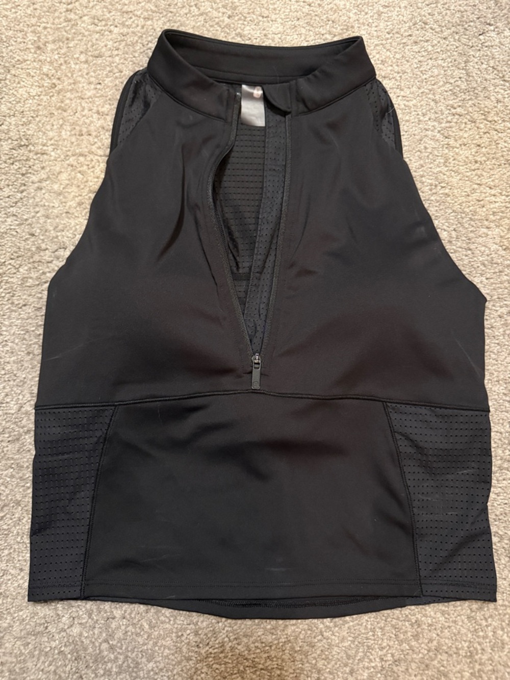 Calia Black Athletic Q Zip-Front Top